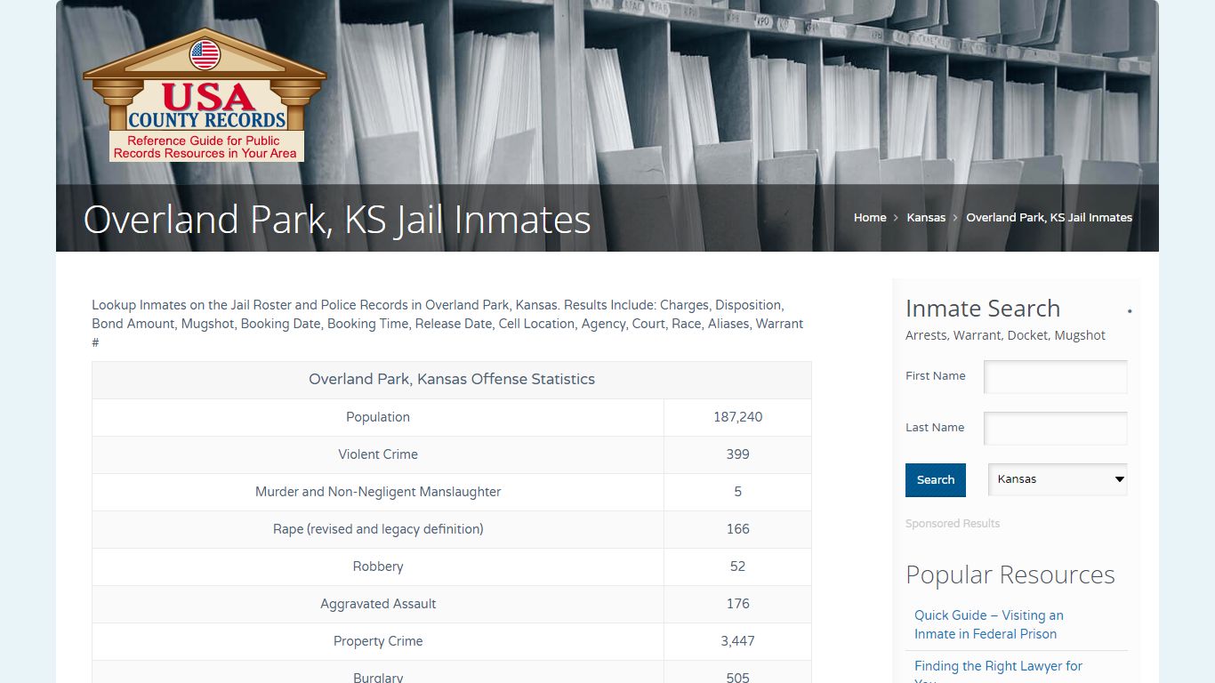 Overland Park, KS Jail Inmates | Name Search